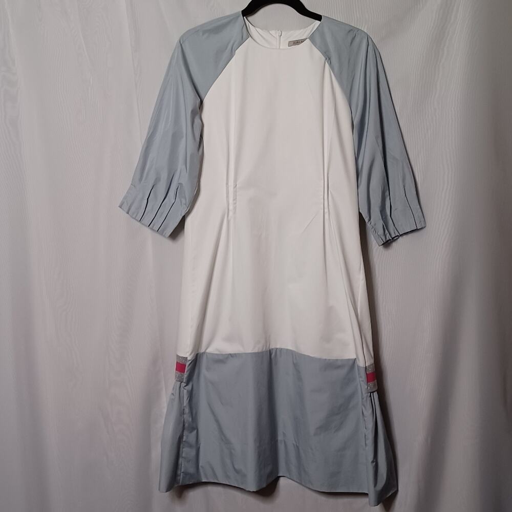MARA MARGO Women's White/Lt Blue Midi Dress. Size 8 (38)